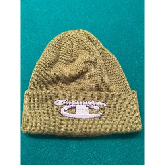 Supreme x Champion 3D Metallic Logo Beanie Hat Cap Olive Authentic - Picture 3 of 5